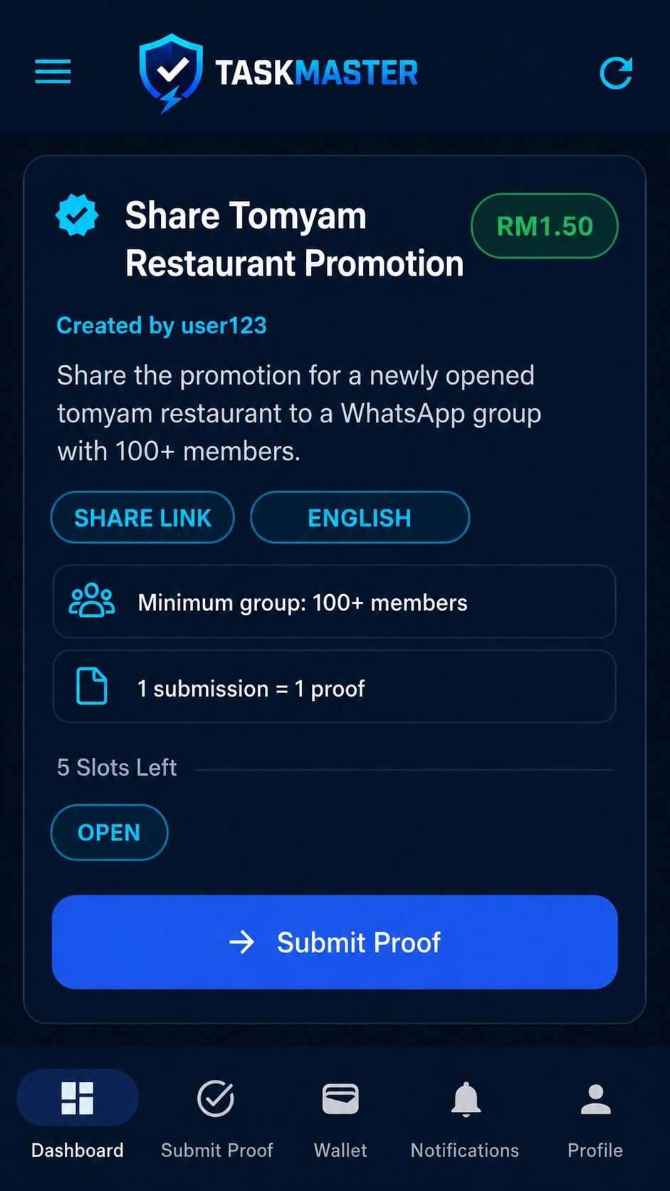 Example proof of sharing a link to a WhatsApp group